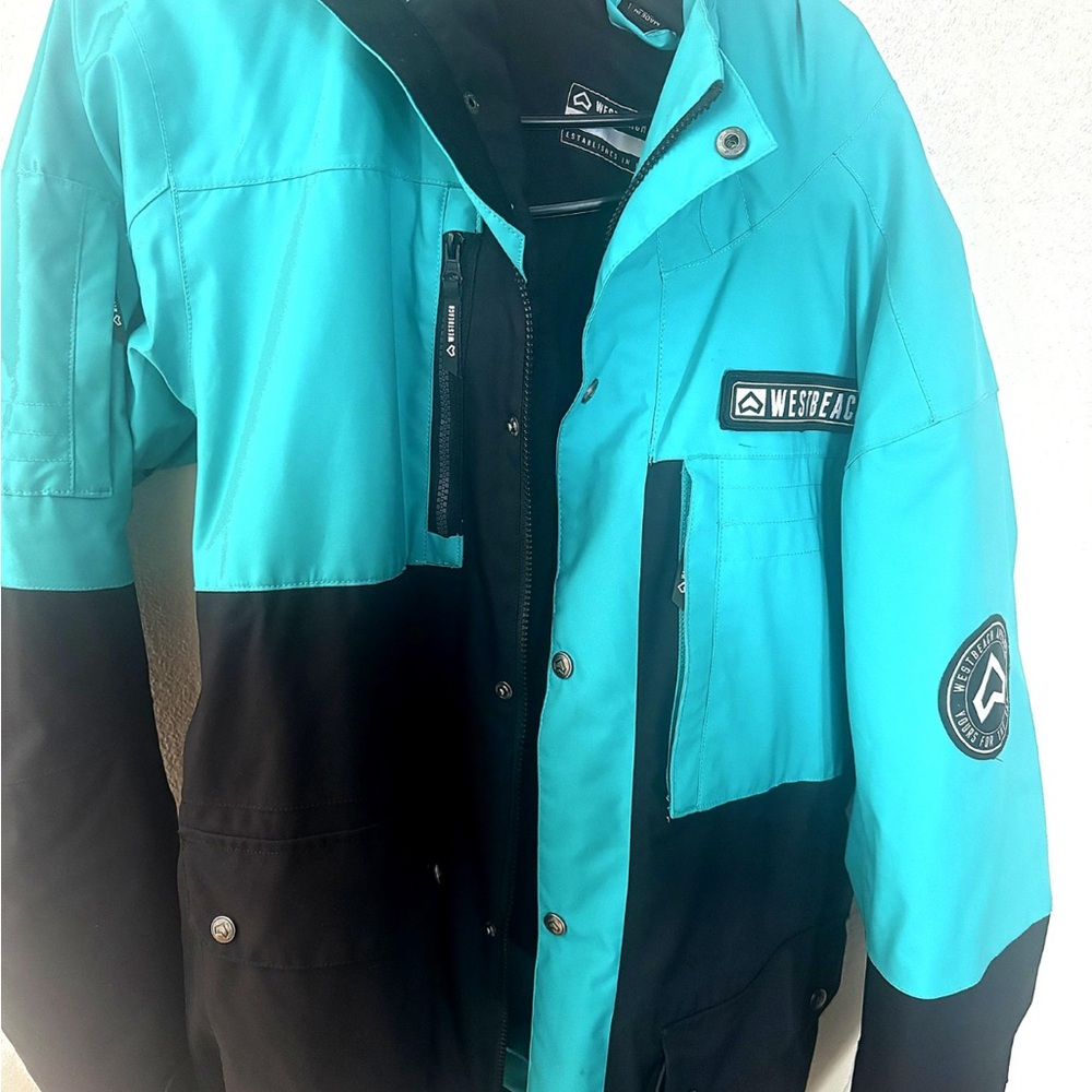 Men's Teal and Black Ski Jacket
